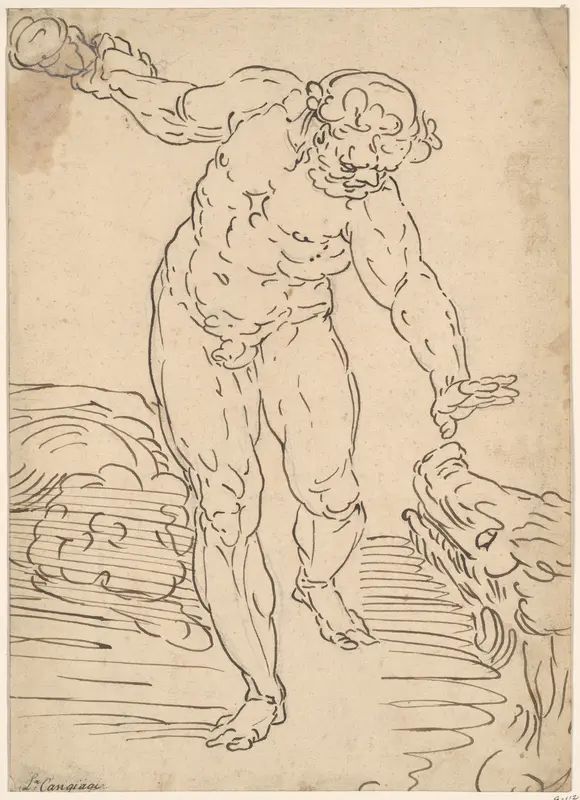 Hercules and the Erymanthian Boar Wall Art by School of Cambiaso - High-Resolution Digital Print