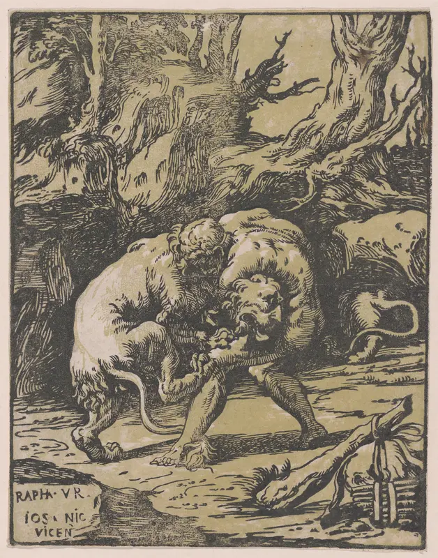 Hercules and the Nemean Lion Wall Art by Niccolò Vicentino - High-Resolution Digital Print