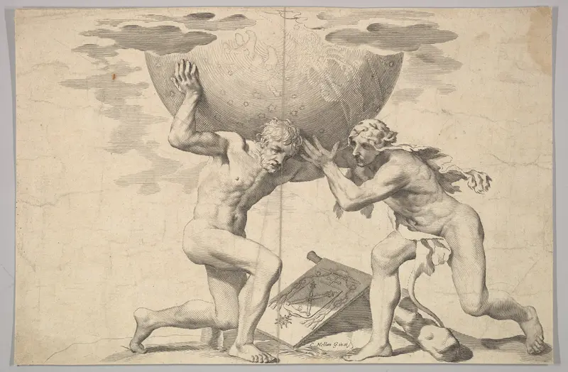 Hercules Assisting Atlas Wall Art by Claude Mellan - High-Resolution Digital Print