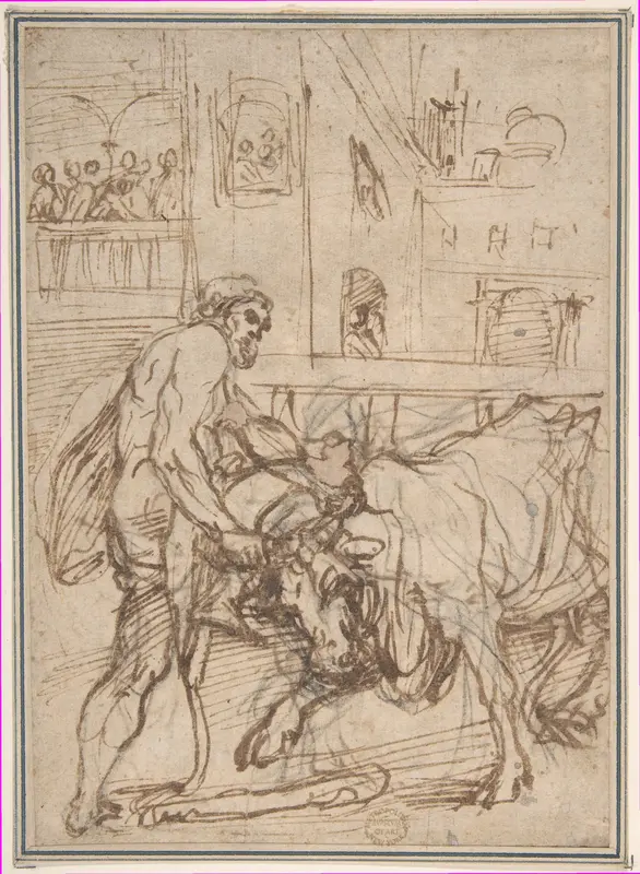 Hercules Capturing the Cretan Bull, from "The Labors of Hercules" Wall Art by Anonymous, Italian, Roman-Bolognese, 17th century - High-Resolution Digital Print