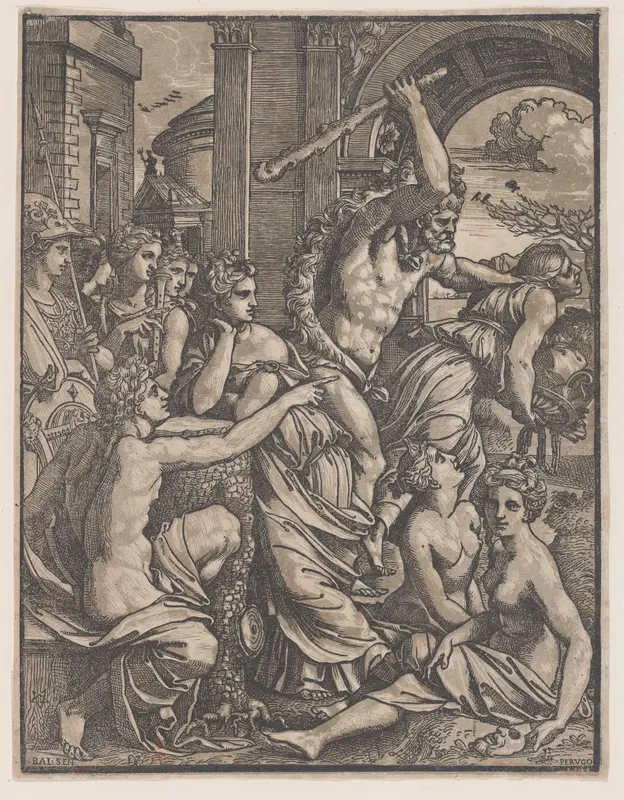 Hercules chasing Avarice from the Temple of the Muses Wall Art by Ugo da Carpi - High-Resolution Digital Print