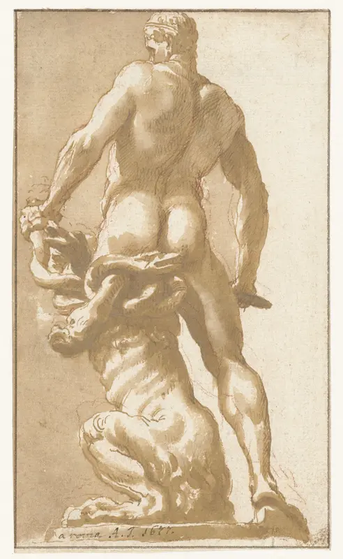 Hercules doodt de Hydra van Lerna Wall Art by Augustinus Terwesten (I) - High-Resolution Digital Print