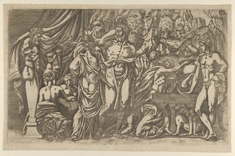 Hercules dressed as a woman