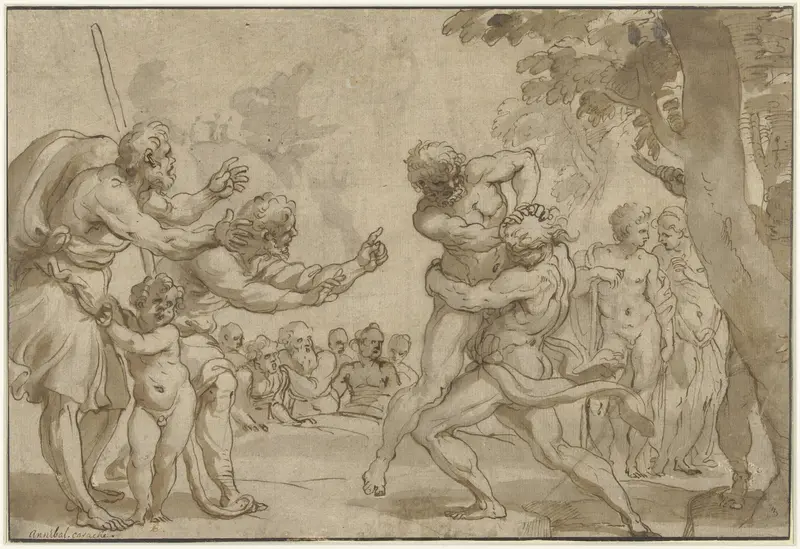 Hercules en Antaeus Wall Art by Domenico I Piola - High-Resolution Digital Print