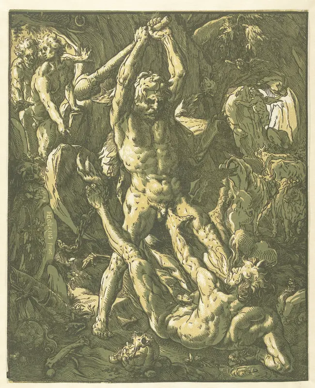 Hercules en Cacus Wall Art by Hendrick Goltzius - High-Resolution Digital Print