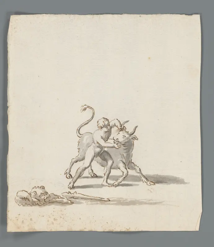 Hercules en de Kretenzische stier Wall Art by Matthijs Balen (1684-1766) - High-Resolution Digital Print