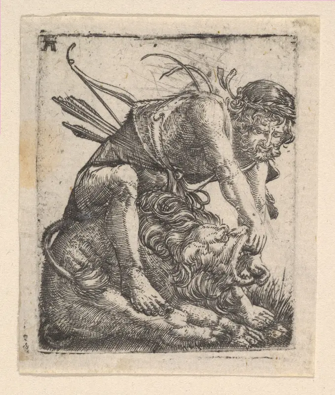 Hercules Fighting the Nemean Lion Wall Art by Albrecht Altdorfer - High-Resolution Digital Print