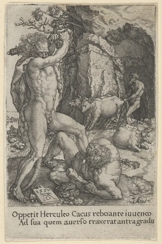 Hercules Killing Cacus, from The Labors of Hercules Wall Art by Heinrich Aldegrever - High-Resolution Digital Print