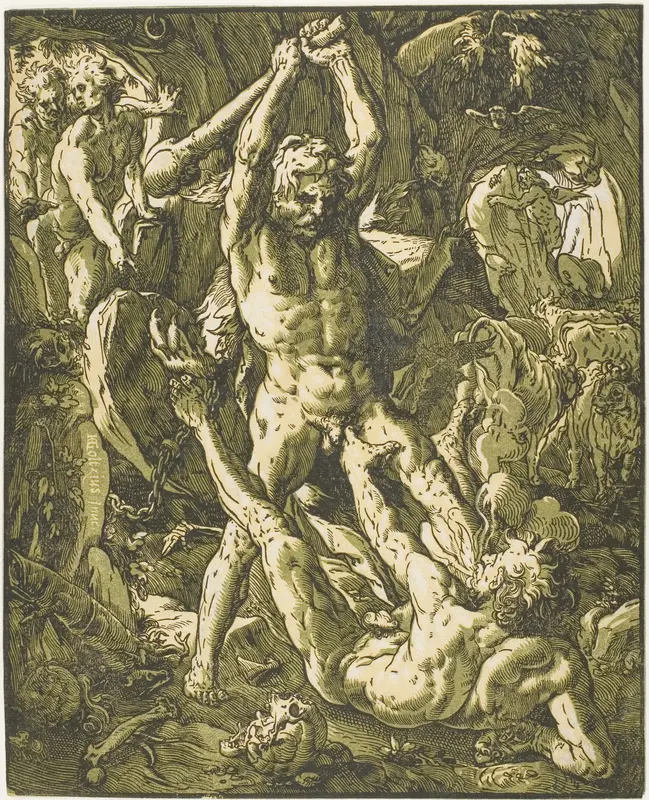 Hercules Killing Cacus Wall Art by Hendrick Goltzius - High-Resolution Digital Print