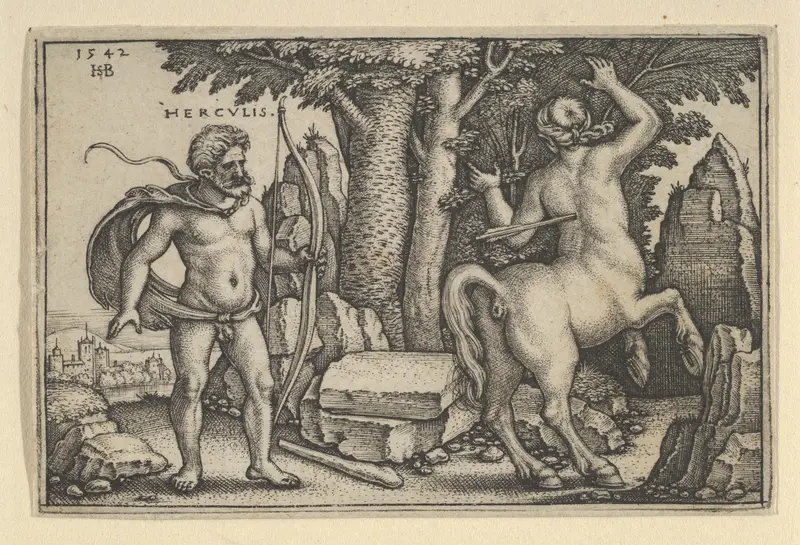 Hercules Killing Nessus, from "The Labors of Hercules" Wall Art by Sebald Beham - High-Resolution Digital Print
