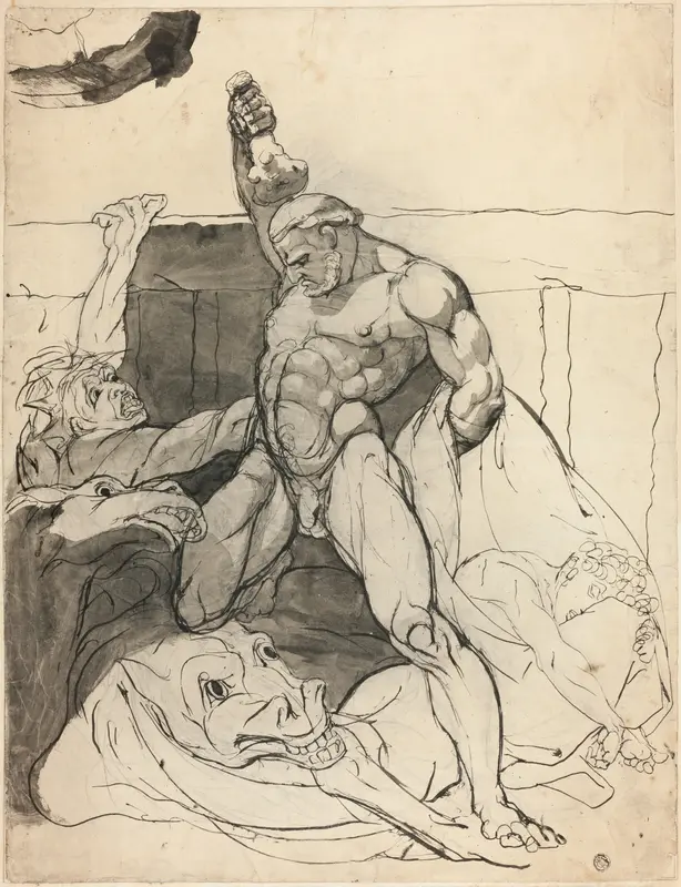 Hercules Killing the Mares of Diomedes Wall Art by Henry Fuseli - High-Resolution Digital Print