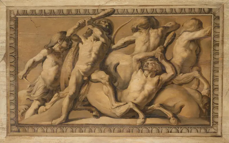 Hercules Slays the Centaurs (Jupiter Defeating the Centaurs) Wall Art by Jacob van Campen - High-Resolution Digital Print