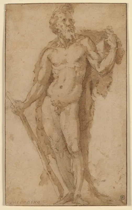 Hercules, Standing with a Club Wall Art by Domenico Beccafumi - High-Resolution Digital Print