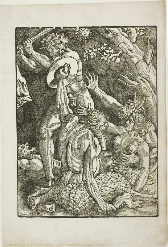 Hercules, Two Satyrs, and a Woman, plate two from The Labors of Hercules Wall Art by Gabriel Salmon - High-Resolution Digital Print