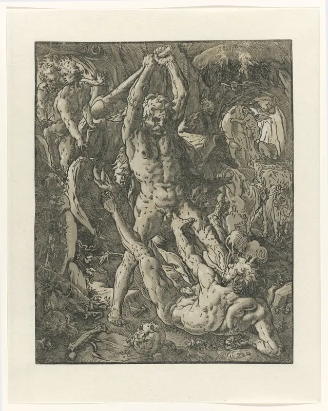 Hercules verslaat Cacus Wall Art by Hendrick Goltzius - High-Resolution Digital Print