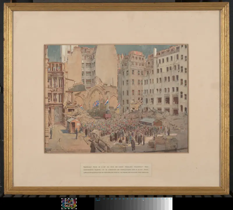Herdenkingsbijeenkomst Duitse inval in Nederland op de resten der Ned. Kerk te Austin Friars, Londen 1941 Wall Art by Anton Abraham van Anrooy - High-Resolution Digital Print