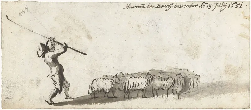 Herder drijft zijn schapen Wall Art by Unknown - High-Resolution Digital Print