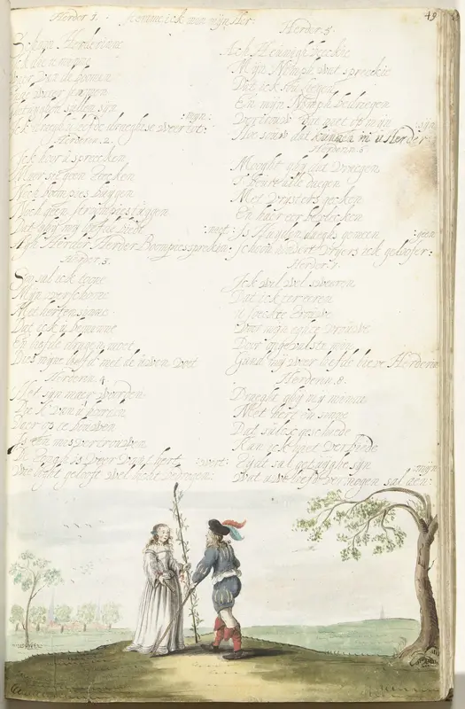 Herder en herderin in gesprek Wall Art by Gesina ter Borch - High-Resolution Digital Print