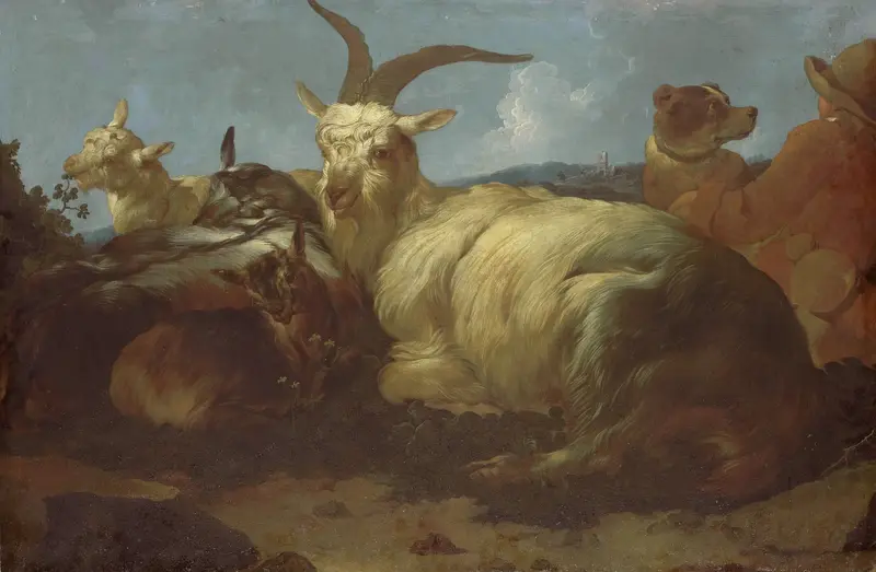 Herder met een bok en geiten Wall Art by Johann Melchior Roos - High-Resolution Digital Print