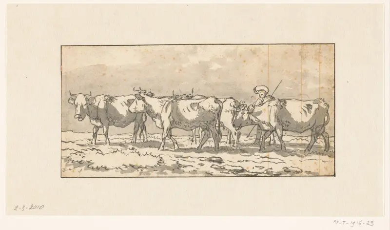 Herder met kudde koeien in de wei Wall Art by Wouter Johannes van Troostwijk - High-Resolution Digital Print