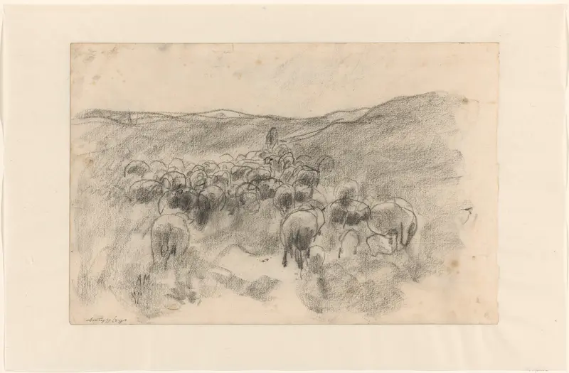 Herder met kudde schapen op de heide Wall Art by Anton Mauve - High-Resolution Digital Print