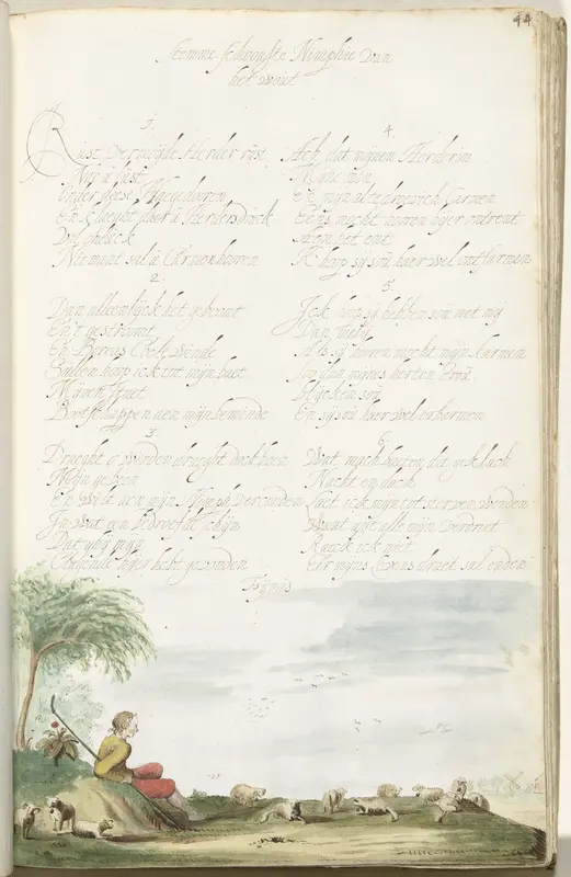 Herder op een heuveltje, kijkend naar zijn schapen Wall Art by Gesina ter Borch - High-Resolution Digital Print