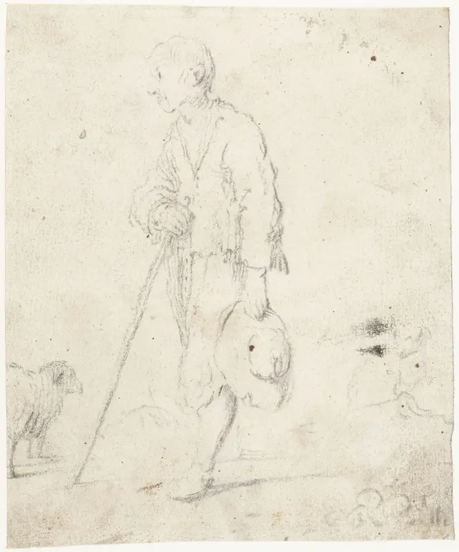 Herder staand naast een schaap Wall Art by Gesina ter Borch - High-Resolution Digital Print