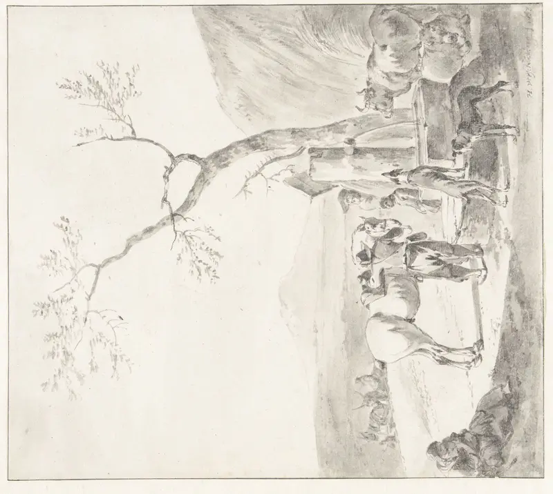 Herders bij een drinkbak Wall Art by Hendrik Verschuring - High-Resolution Digital Print