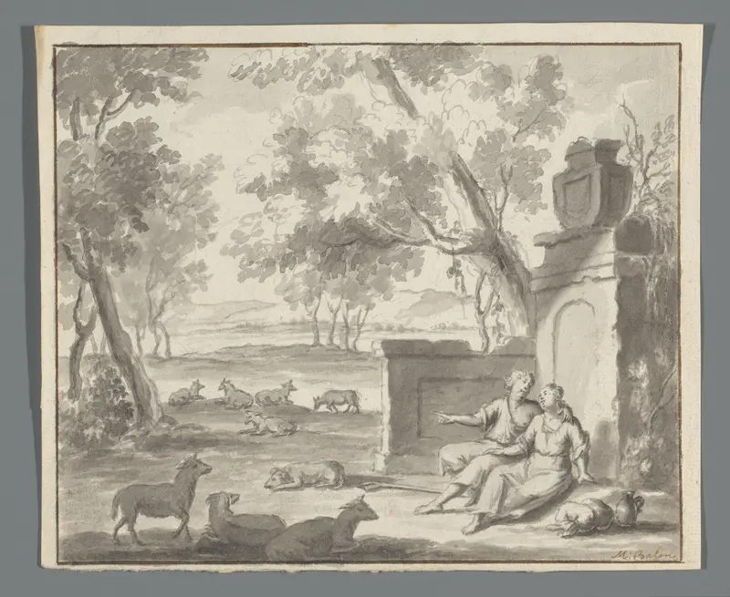 Herders met schapen Wall Art by Unknown - High-Resolution Digital Print
