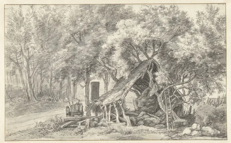 Herdershut tussen bomen Wall Art by Anthonie Waterloo - High-Resolution Digital Print