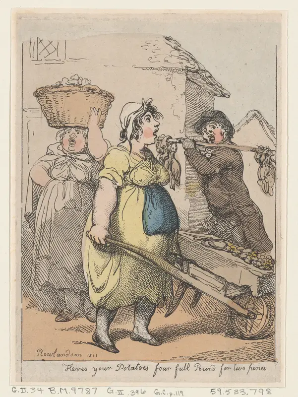 Here's Your Potatoes, Four Full Pounds for Two Pence Wall Art by Thomas Rowlandson - High-Resolution Digital Print