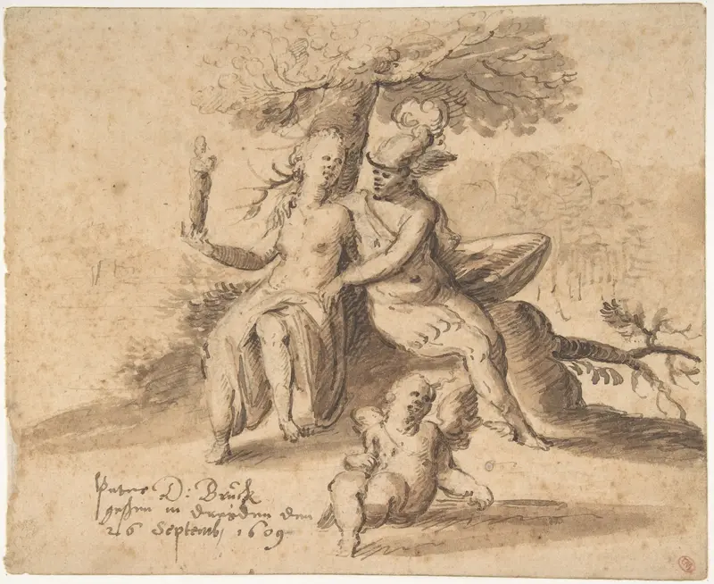 Hermes, Venus, and Cupid in a Landscape Wall Art by Peter Bruck - High-Resolution Digital Print