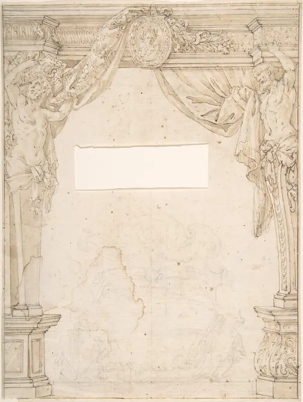 Herms Supporting and Overdoor with Portrait Oval Wall Art by Anonymous, Italian, 17th century - High-Resolution Digital Print