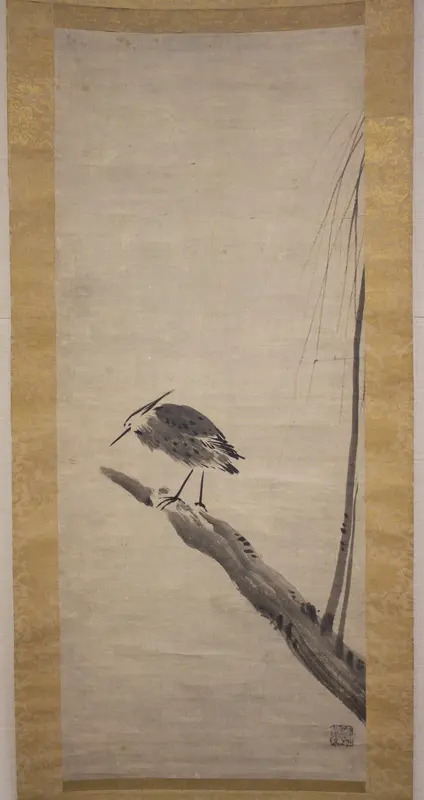Heron and Willow Wall Art by Sesshū Tōyō 雪舟等楊 - High-Resolution Digital Print