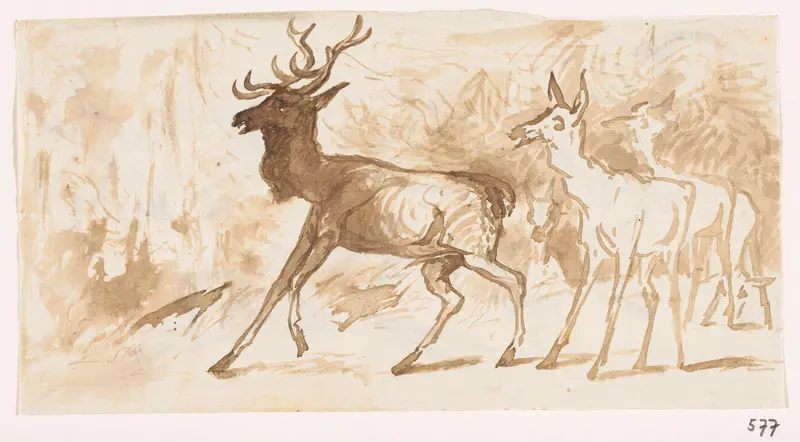 Herten in het bos Wall Art by Unknown - High-Resolution Digital Print
