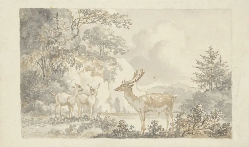 Herten in landschap Wall Art by Unknown - High-Resolution Digital Print