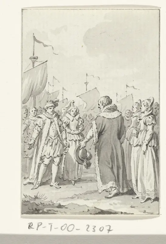 Hertog Albrecht van Beieren ontvangt Koning Hendrik IV van Engeland met diens dochter Blanca te Dordrecht, 1403 Wall Art by Jacobus Buys - High-Resolution Digital Print
