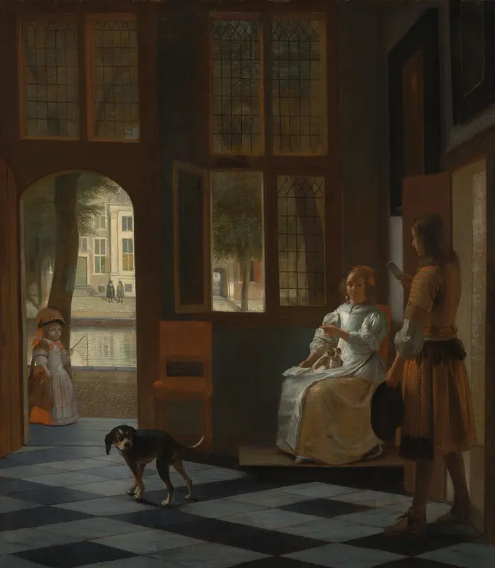 Het aanreiken van een brief in het voorhuis Wall Art by Pieter de Hooch - High-Resolution Digital Print