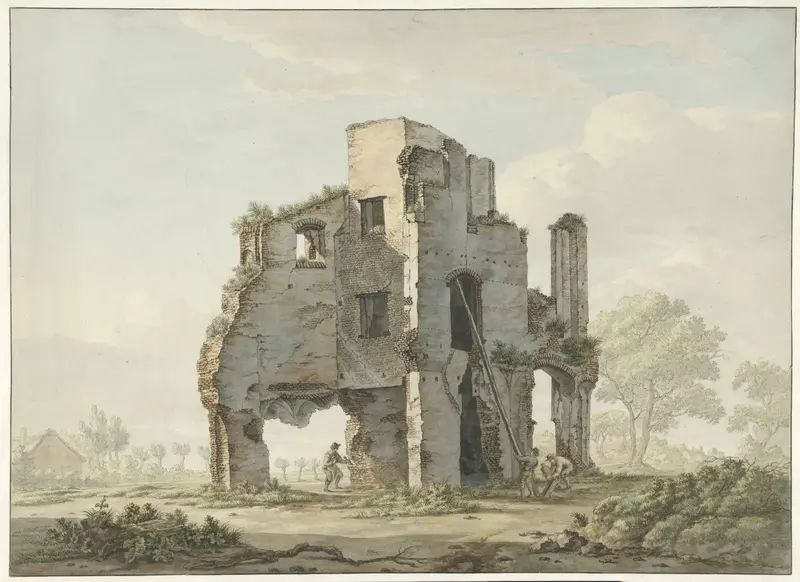Het afbreken van de ruïne van de Abdij van Rijnsburg Wall Art by Johannes van Lexmond - High-Resolution Digital Print