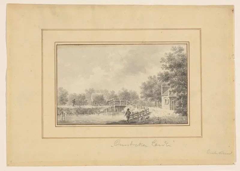 Het bruggetje met aan de overkant een hooiwagen Wall Art by anonymous - High-Resolution Digital Print
