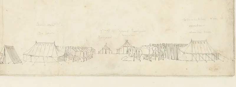 Het cavaleriekamp op het Malieveld te 's-Gravenhage, 1742; de linkervleugel Wall Art by Cornelis Pronk - High-Resolution Digital Print
