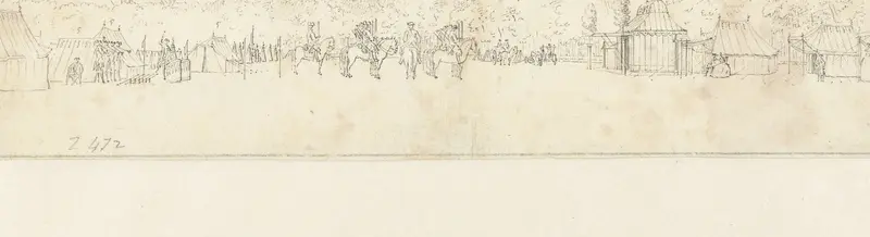 Het cavaleriekamp op het Malieveld te 's-Gravenhage, 1742; de tent van de Gecommiteerde Raden Wall Art by Cornelis Pronk - High-Resolution Digital Print