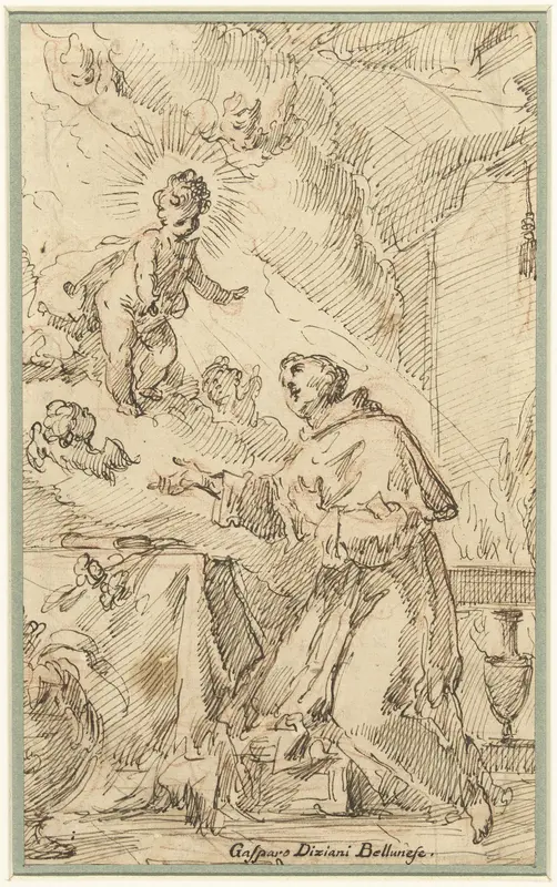 Het Christuskind verschijnt aan H. Antonius van Padua Wall Art by Gasparo Diziani - High-Resolution Digital Print