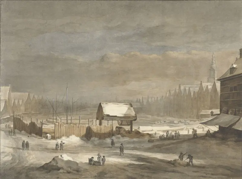 Het Damrak in de winter Wall Art by Hendrik Pothoven - High-Resolution Digital Print