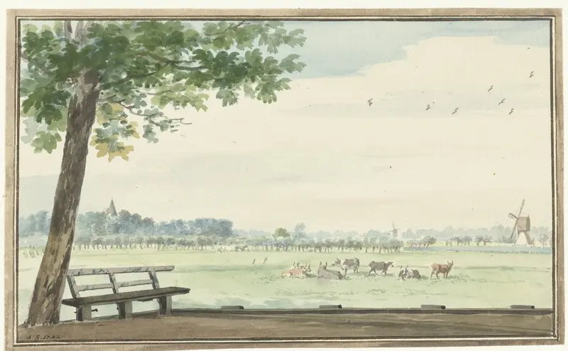 Het dorp De Lindt in de Zwijndrechtse Waard bij Meerdervoort. Wall Art by Unknown - High-Resolution Digital Print