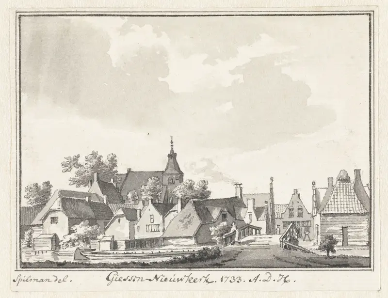 Het dorp Giessen-Nieuwkerk Wall Art by Hendrik Spilman - High-Resolution Digital Print