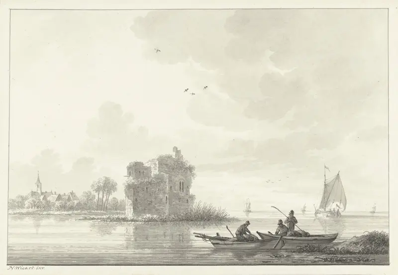 Het dorp Lexmond, met de ruïne van het slot Wall Art by Nicolaas Wicart - High-Resolution Digital Print