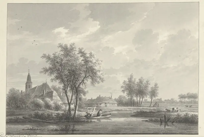 Het dorp Oud-Loosdrecht met de kerk Wall Art by Nicolaas Wicart - High-Resolution Digital Print