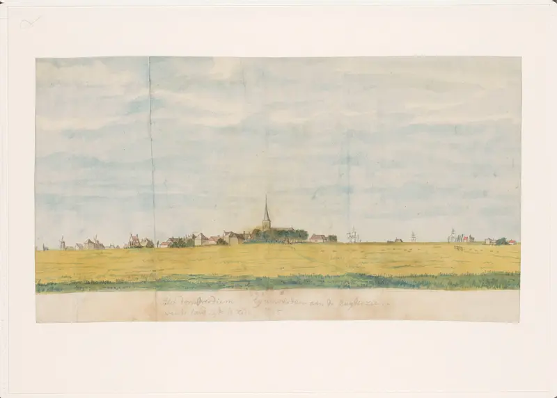 Het dorp Overdiem bij amsterdam aan de Zuyderzee, van de land zyde te zien Wall Art by Jan Brandes - High-Resolution Digital Print