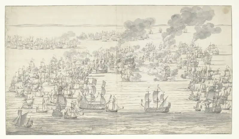 Het einde van de Zeeslag bij Solebay, 7 juni 1672 Wall Art by Willem van de Velde (I) - High-Resolution Digital Print
